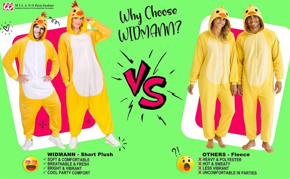 W WIDMANN MILANO Party Fashion - Tier Overall für Erwachsene, weicher Plüsch Jumpsuit mit Kapuze, Ti