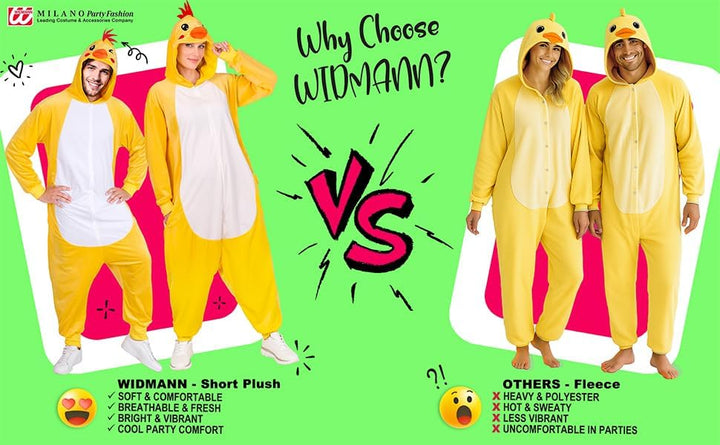 W WIDMANN MILANO Party Fashion - Tier Overall für Erwachsene, weicher Plüsch Jumpsuit mit Kapuze, Ti