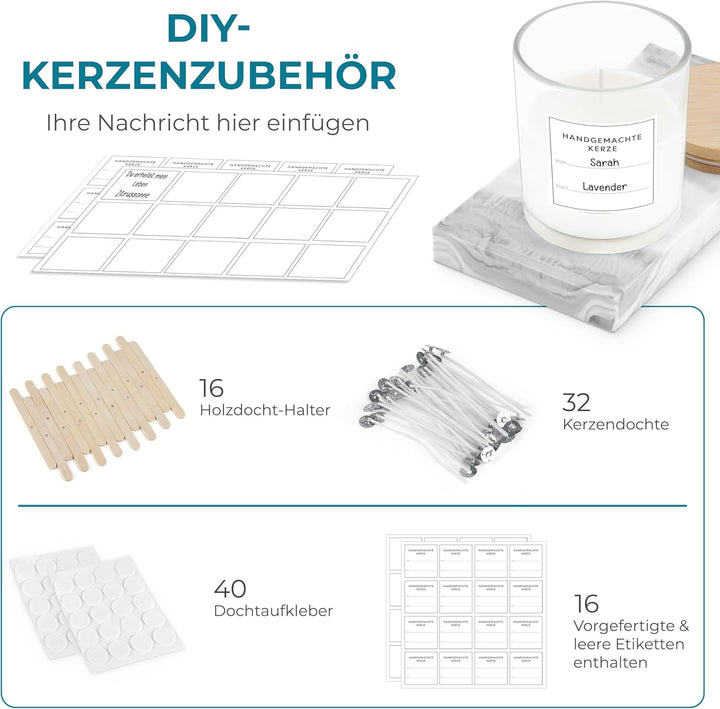 Winter Shore 300 ml Glaszylinder für Kerzen (16er-Pack) - Kerzen Glas Leer zum Giessen, Hochwertige