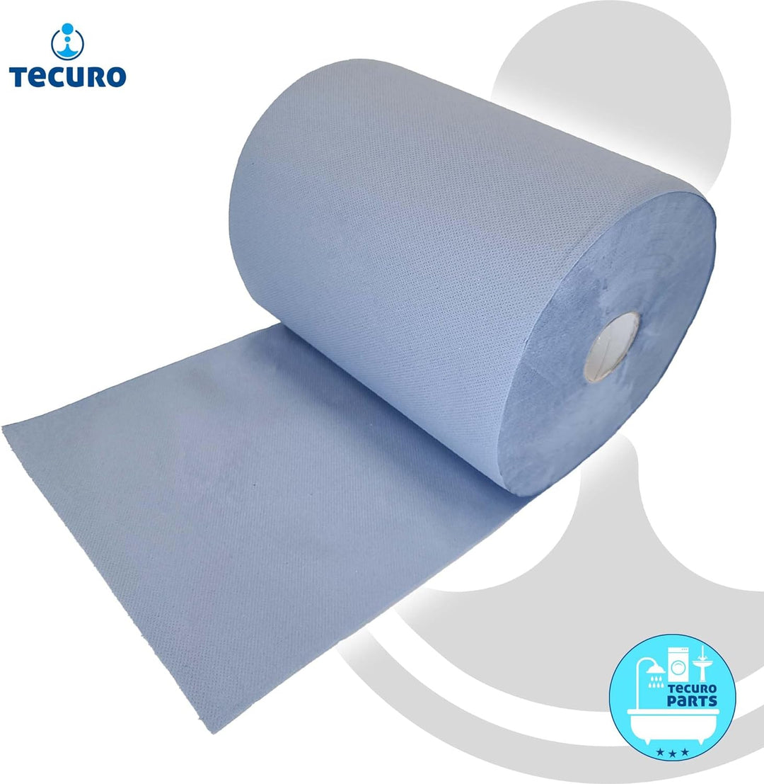 tecuro Doppelpack Putztuchrolle Putzpapier 2-lagig Ø 33 x 36 cm, 500 Blatt/Rolle, blau