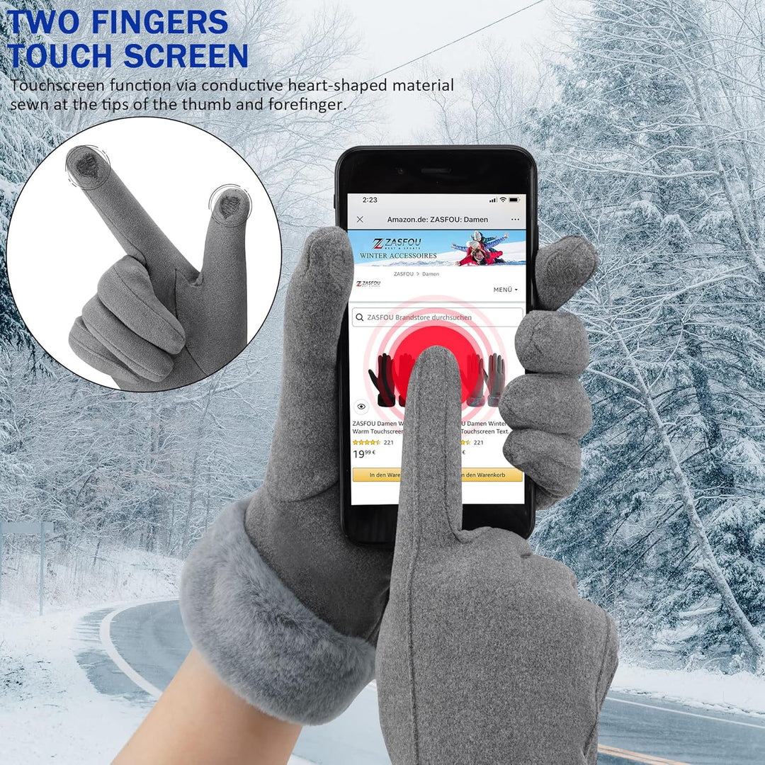 ZASFOU Damen Winter Warm Touchscreen Handschuhe mit Fleece Gefütterte Strick winterhandschuhe für Ka