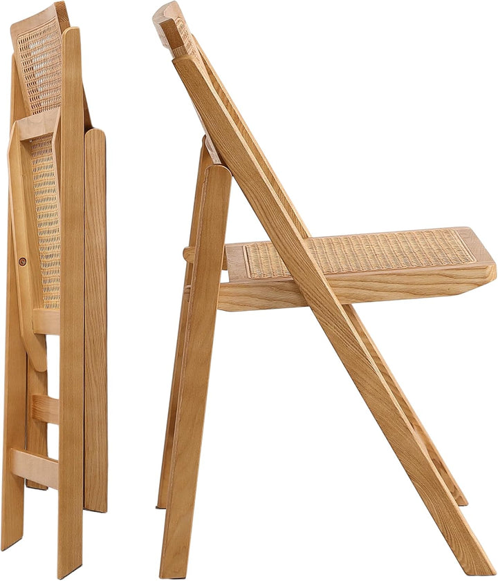LIMHOME Neu | 2er Set Essstuhl Klappstuhl Holz/Rattanstuhl aus Holz und Wiener Geflecht Holzklappstu