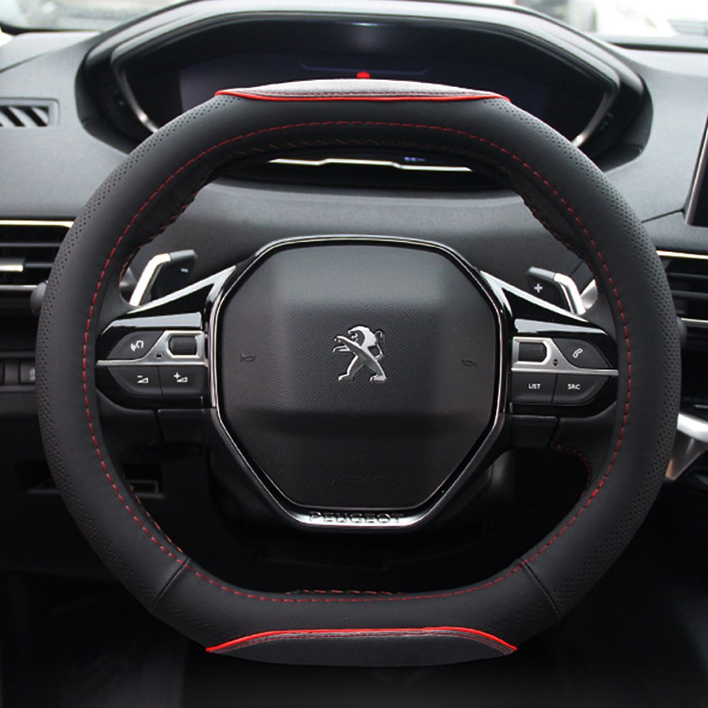 FMS PU Leder Lenkradhülle für Peugeot 4008 Lenkradabdeckung Auto Lenkradbezug, Langlebig, Atmungsakt