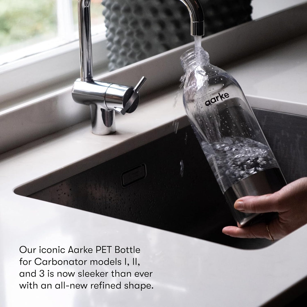 Aarke Carbonator 3, Premium Wassersprudler aus Edelstahl mit Aarke Flasche & 2er-Pack PET-Flaschen f