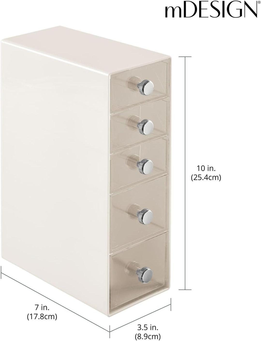 mDesign Make-up Organizer – Aufbewahrungsbox mit 5 Schubladen für Mascara, Puder, Nagellack und mehr