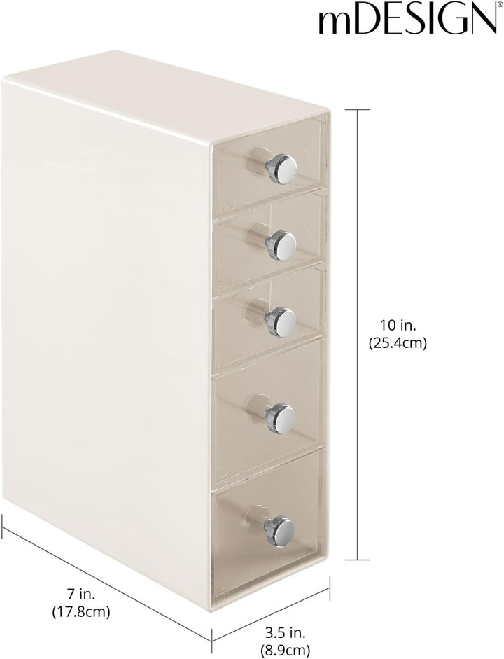 mDesign Make-up Organizer – Aufbewahrungsbox mit 5 Schubladen für Mascara, Puder, Nagellack und mehr