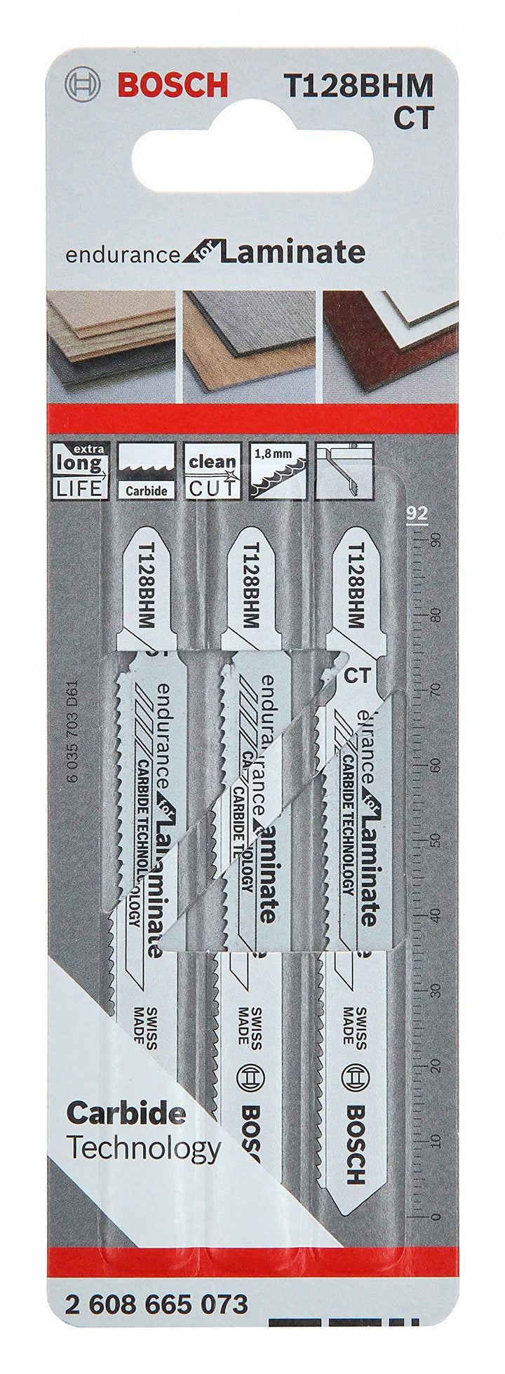 Bosch Professional 3 Stück Stichsägeblatt T 128 BHM Endurance for Laminate (für Laminatboden, Zubehö