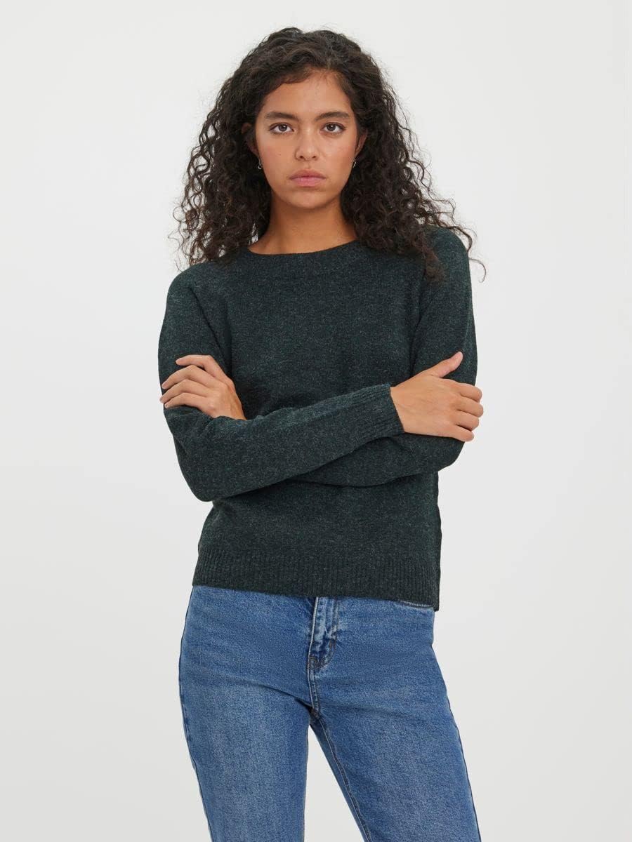 VERO MODA PETITE Damen Vmdoffy Ls O-Neck Blouse Ga Ptt Strickpullover XS Pine Grove/Detail:melange,