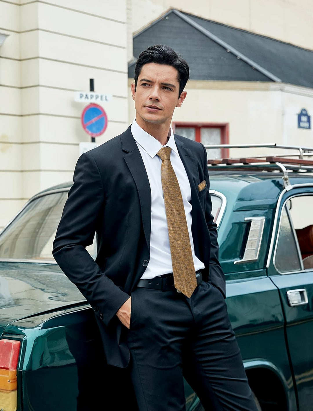 HISDERN Los 3 Stck Herren Krawatte Klassisch Elegante Krawatten und Einstecktuch Seidenkrawatte Set