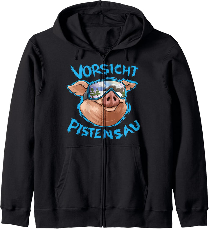Après-Ski Outfit "Vorsicht Pistensau" Skiurlaub Party Crew Kapuzenjacke