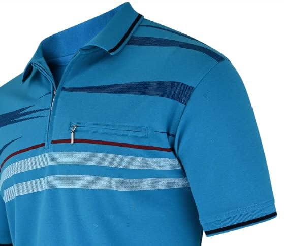 Soltice Herren Kurzarm Poloshirt, Polohemd, Gestreifte Blousonshirt mit Brusttasche aus Baumwoll-Mix