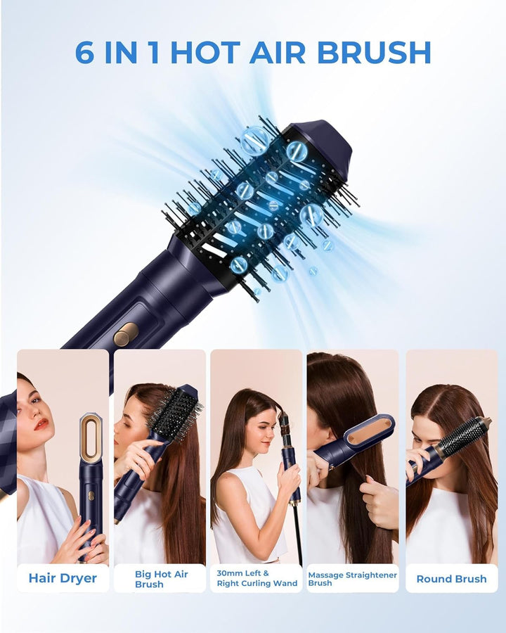 Airstyler 6 in 1 mit Luft-Lockenstab 1000W Ionen Haartrockner Hairstyler Warmluftbürste Rundbürstenf