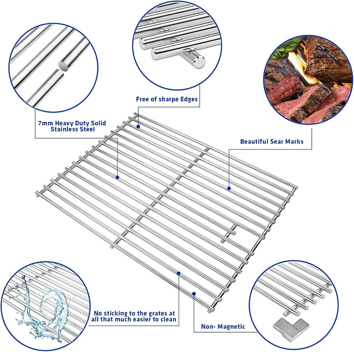 GFTIME Edelstahl Grillrost 43,2 × 33,5 cm, Grillrost Ersatz für Landmann Triton, Enders Boston/Monro