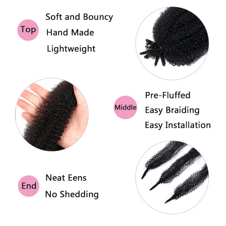 LPARMJIT Springy Afro Twist Haar 24 Zoll 8 Packungen Vorgetrennte Kinky Marley Twist Flechten Haar F