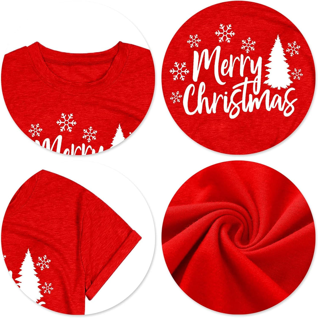Weihnachtsbaum T-Shirt Für Damen Merry Christmas Bedruckte T-Shirts Kurzarm Holiday Tshirt Oberteile