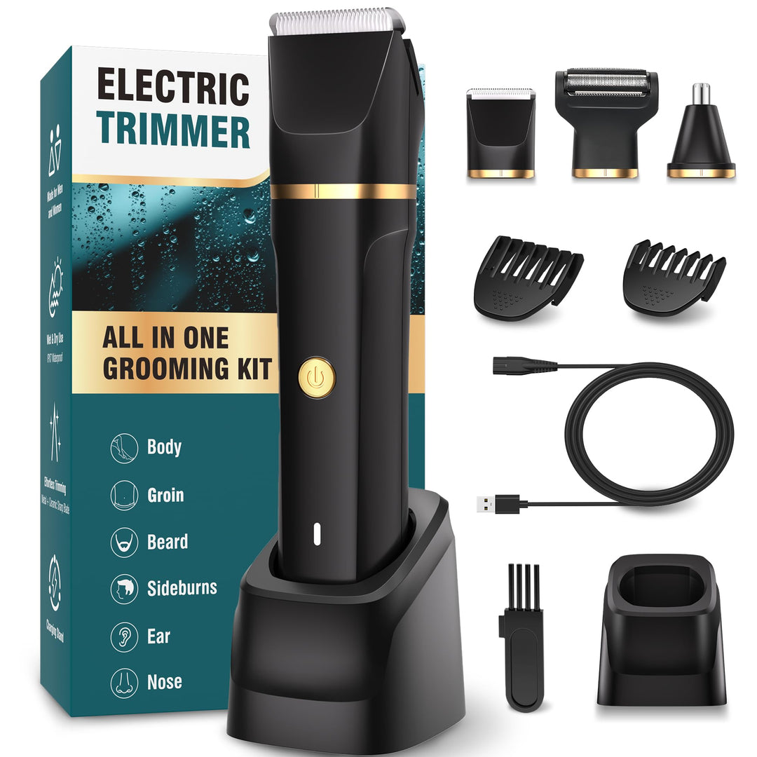 Intimrasierer Mann, 3-in-1 Nasenhaartrimmer und Rasierer Herren Elektrisch mit Stehender Ladestation