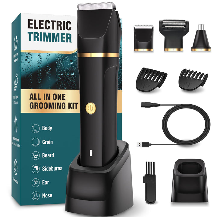 Intimrasierer Mann, 3-in-1 Nasenhaartrimmer und Rasierer Herren Elektrisch mit Stehender Ladestation