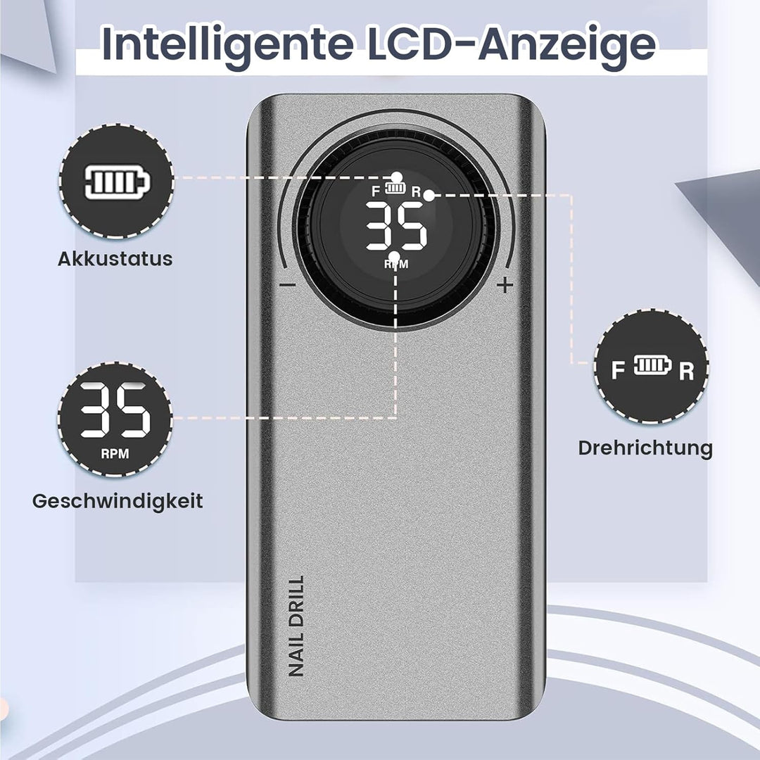 Nagelfräser Akku, Maniküre Set Elektrische Nagelfeile 35000 U/Min, Delanie Nagelfräser Für Gelnägel