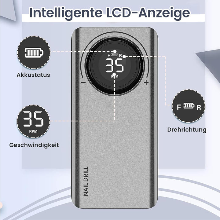 Nagelfräser Akku, Maniküre Set Elektrische Nagelfeile 35000 U/Min, Delanie Nagelfräser Für Gelnägel