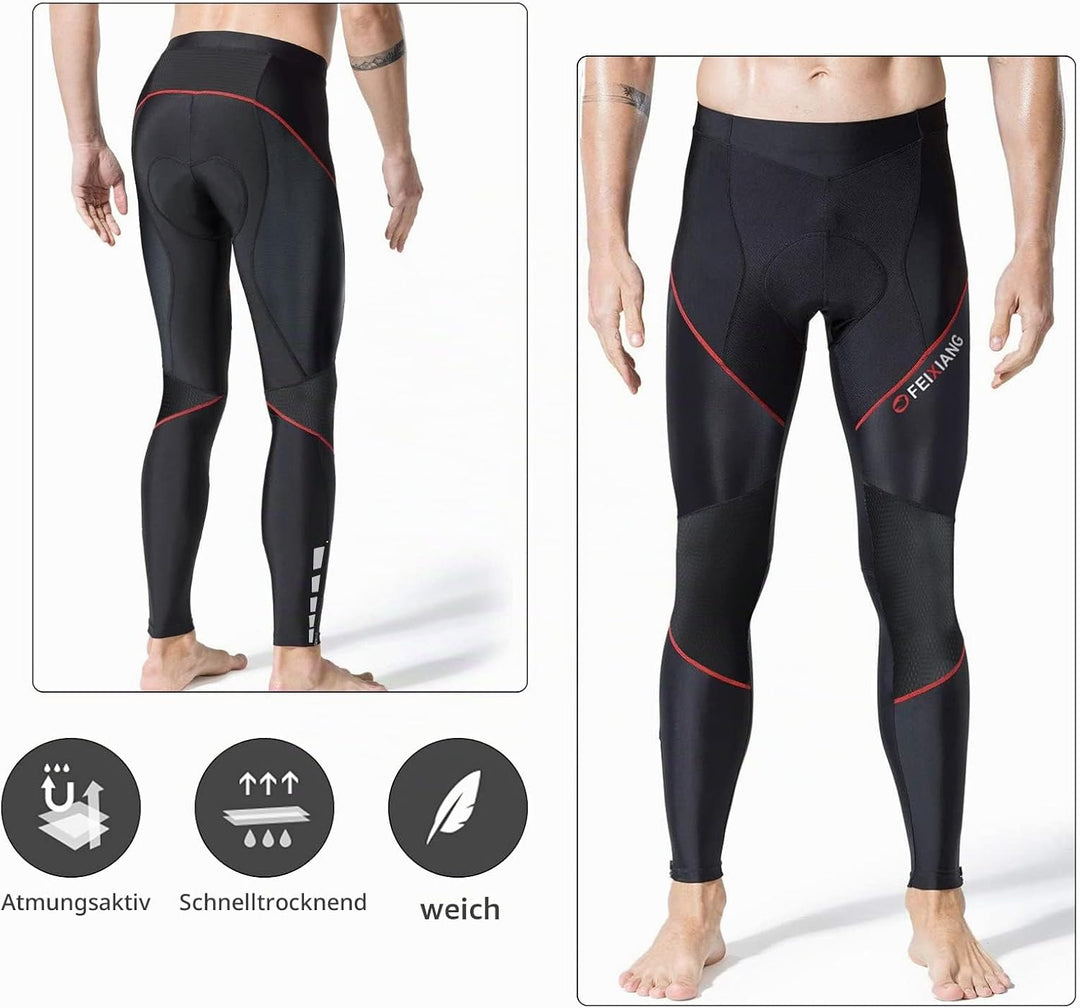 MEETWEE Herren Radlerhose Lange Fahrradhose, Kompression Radhose Leggings Radsport Hose für Männer E