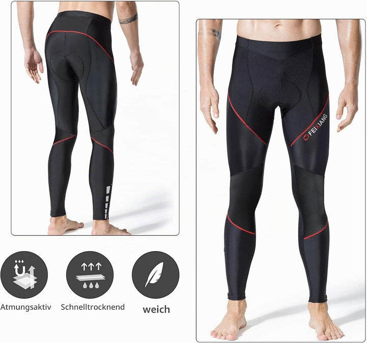 MEETWEE Herren Radlerhose Lange Fahrradhose, Kompression Radhose Leggings Radsport Hose für Männer E