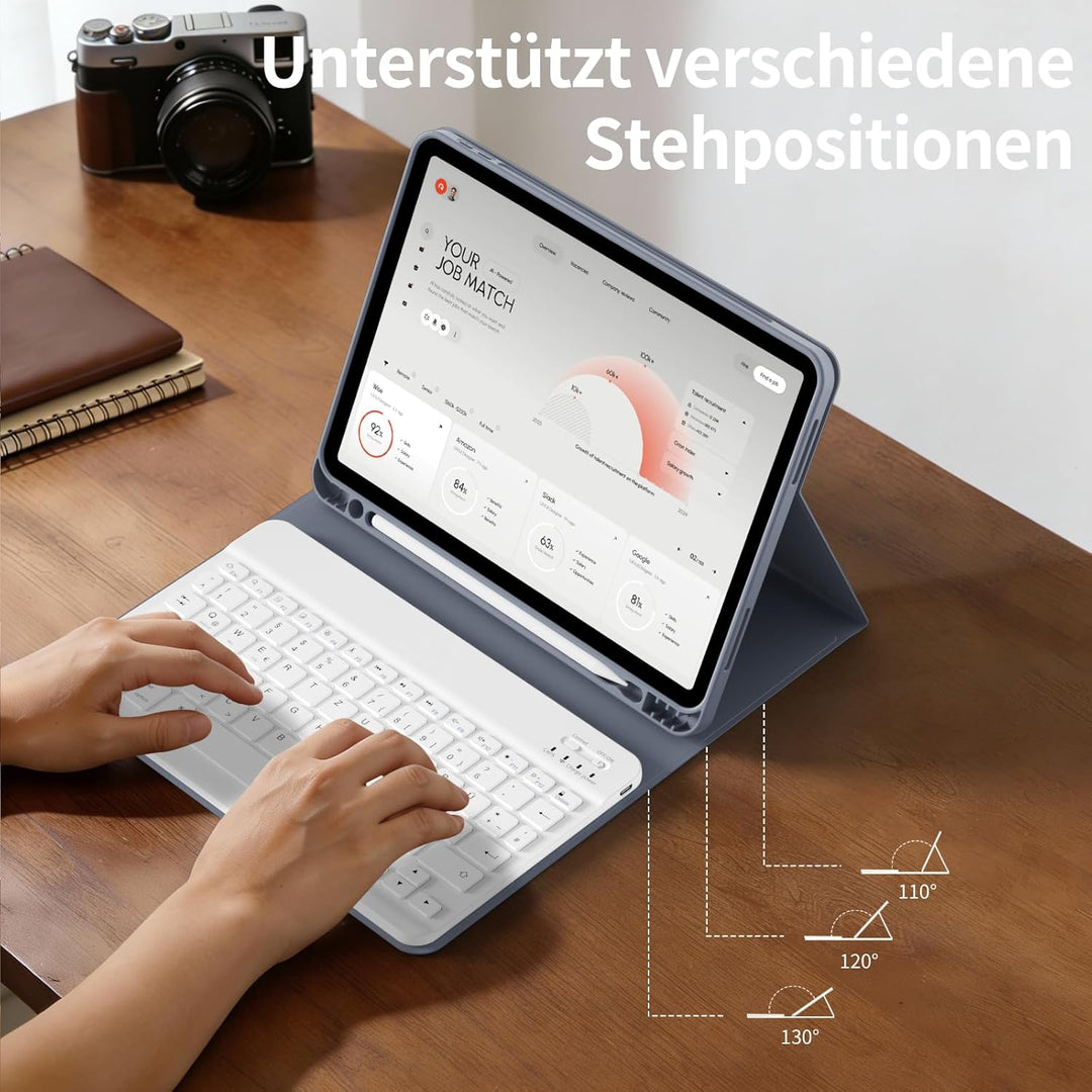 Tastatur Hülle für iPad Air 11 Zoll M4/M3/M2 &amp; iPad Air 5./4. Gen | Magnetisch Abnehmbare Kabellose