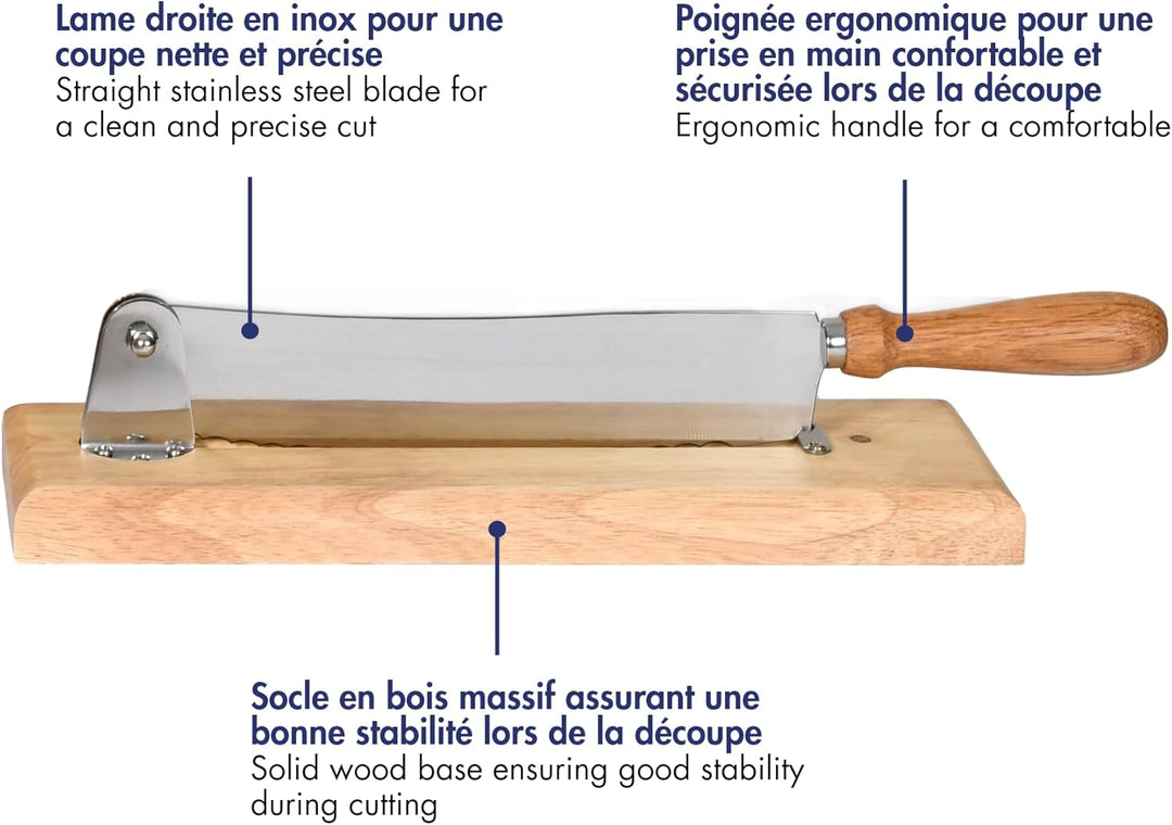 Louis Tellier N7013 Brotschneider mit Holzplatte, Klinge: 25 cm, Beige