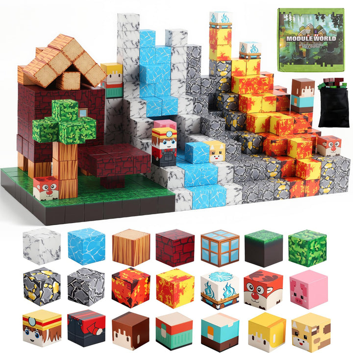 FUNYKICH Magnetische Bausteine, 470PCS Magnetbausteine Bauwelt Magnetspielzeug für ab 3-10 Jahren Ju