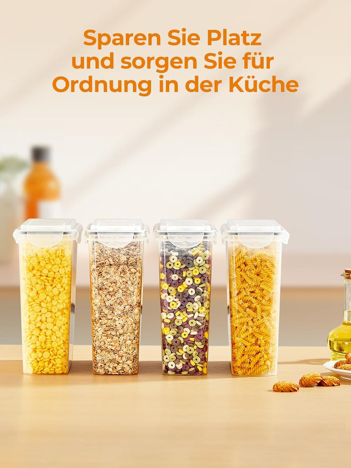 FOHERE Vorratsdosen mit Deckel Luftdicht Set of 4, 3.7L, Plastik Aufbewahrungsbox BPA-frei, Müsli Sc