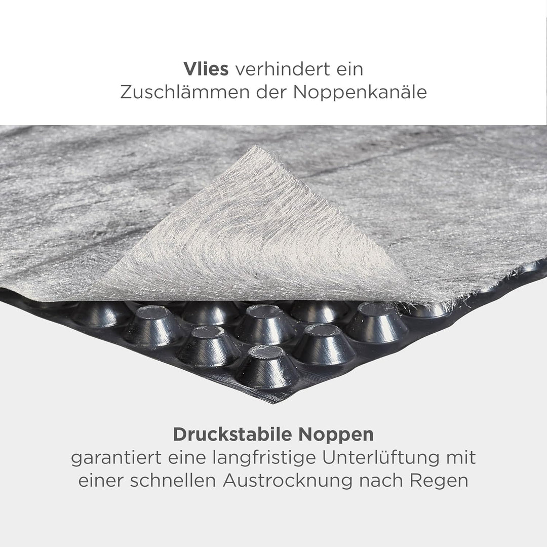 blizz-z protect drain Noppenbahn mit Vlies schwarz 1 m x 15 m (700 g/m²) 1 Rolle | Drainagebahn, Ent
