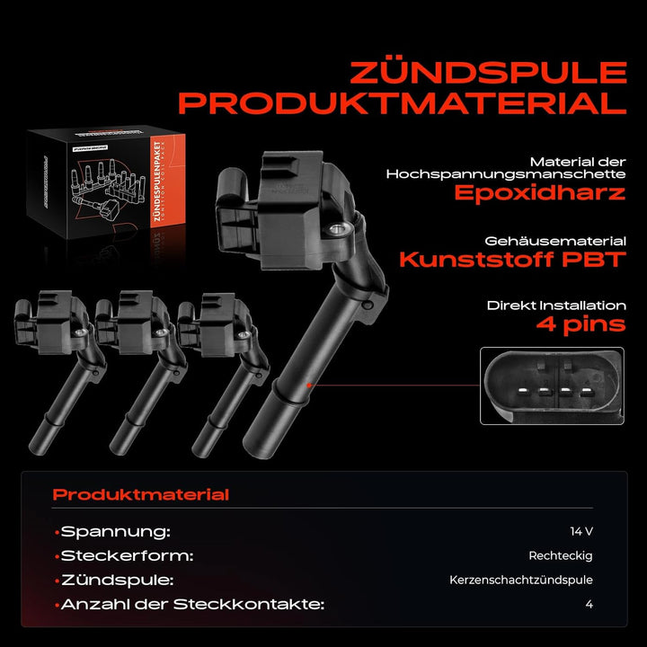 4x Zündspule Zündmodul für A-Klasse W176 B-Klasse W246 W242 C-Klasse W205 A205 C205 S205 1.6L 2.0L 2