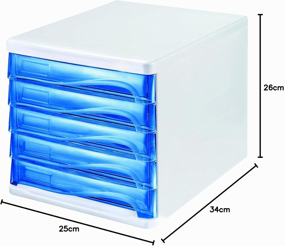 Helit H6129430 - Schubladenbox „the wave“, blau transparent Transluzent Blau, Transluzent Blau