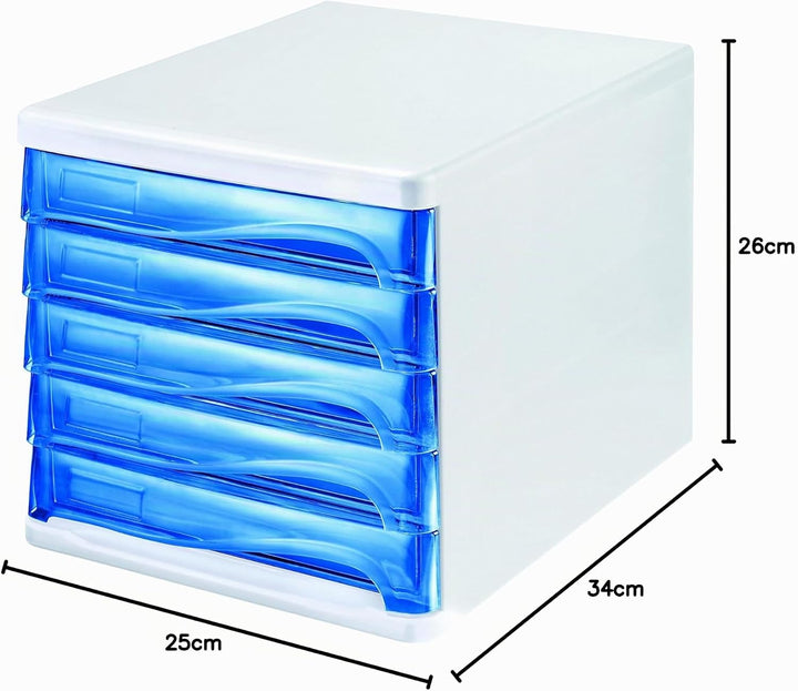 Helit H6129430 - Schubladenbox „the wave“, blau transparent Transluzent Blau, Transluzent Blau