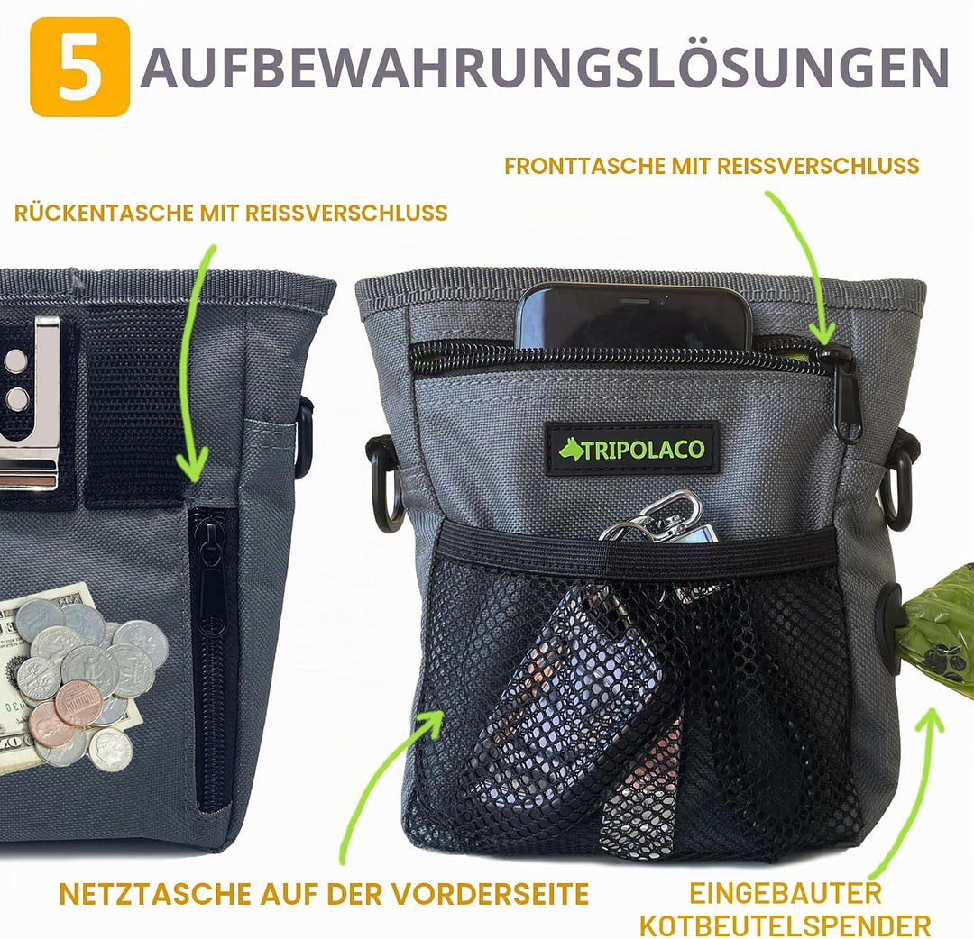 Leckerlitasche für Hunde – Magnetischer Leckerlibeutel für Hunde mit Mehreren Taschen, Kotbeutelspen