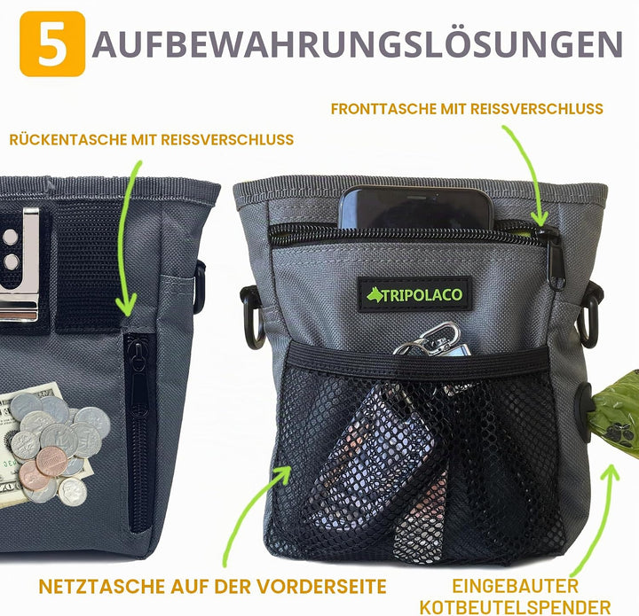 Leckerlitasche für Hunde – Magnetischer Leckerlibeutel für Hunde mit Mehreren Taschen, Kotbeutelspen