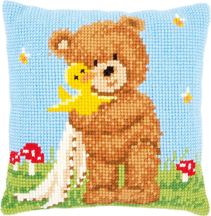 Vervaco PN-0172578 Kreuzstichkissen Popcorn & Soufflé Kreuzstichset, Baumwolle, mehrfarbig, 40 x 40