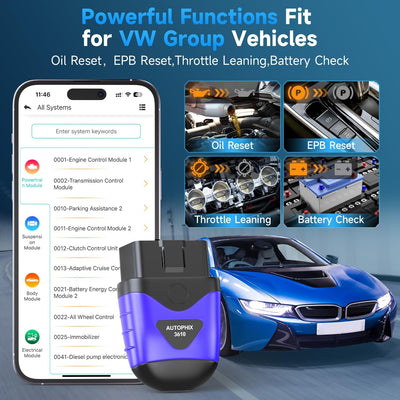 AUTOPHIX 3610 OBD2 Bluetooth Diagnosegerät Kompatibel mit VW Audi Skoda Seat All-System OBD2 Scanner