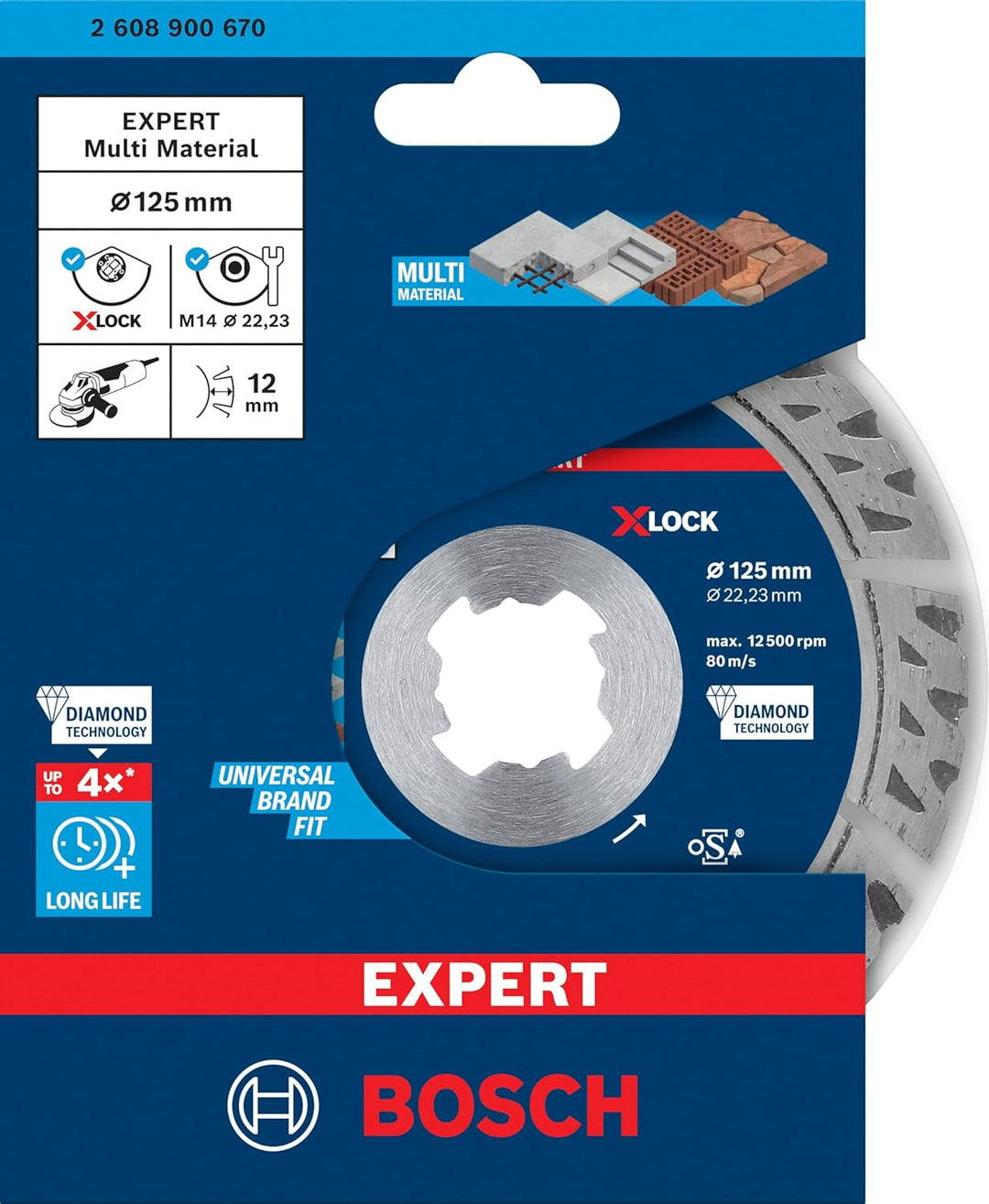 Bosch Professional 1x Expert MultiMaterial X-LOCK Diamanttrennscheiben (für Beton, Ø 125 mm, Zubehör