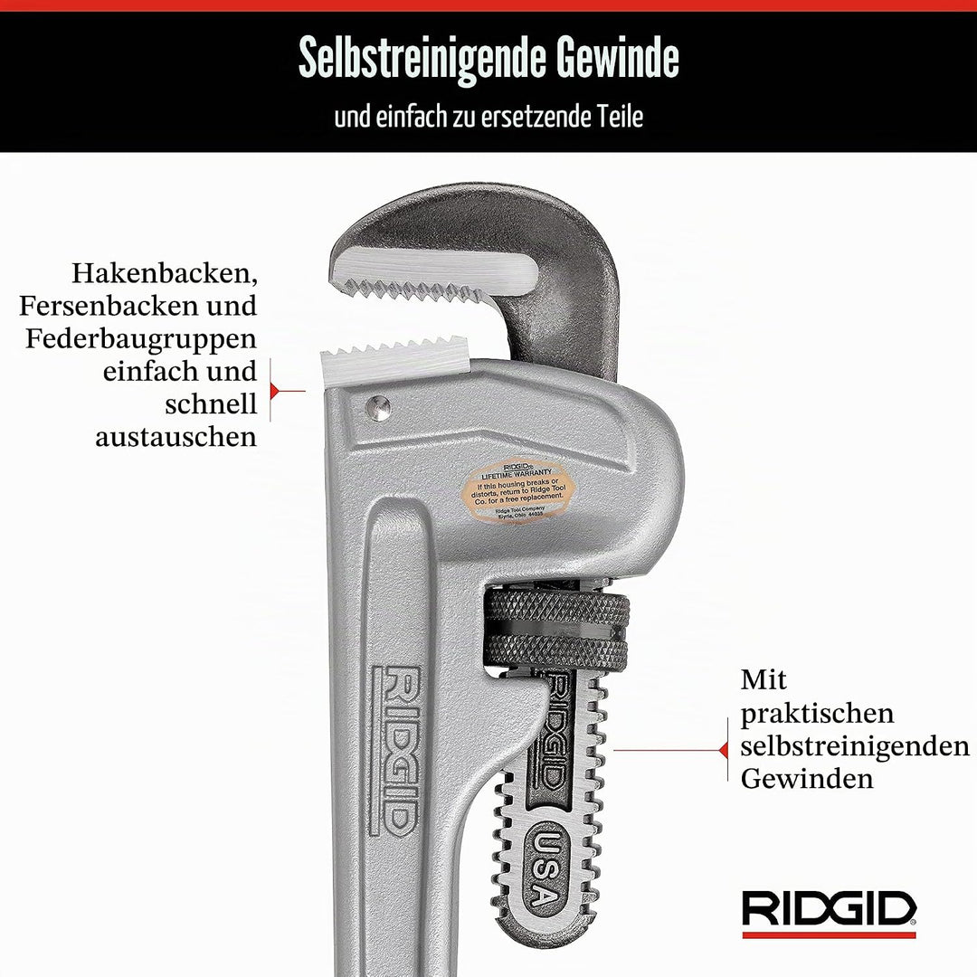 RIDGID 31095 Modell 814 gerade Aluminium-Rohrzange, 14" Sanitär-Schraubenschlüssel 14 inch, 14 inch