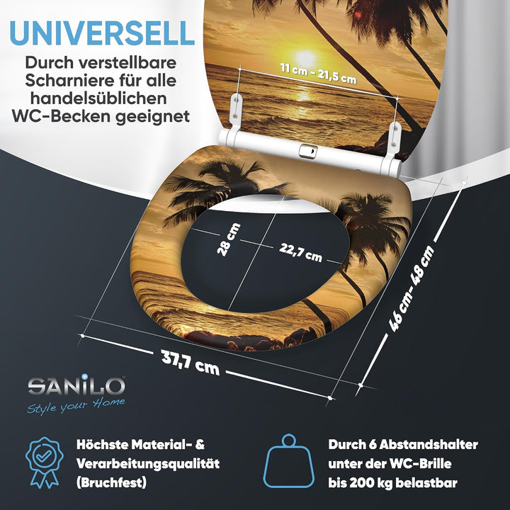 Sanilo WC Sitz mit Absenkautomatik &amp; Quick-Release aus Holz, Summer