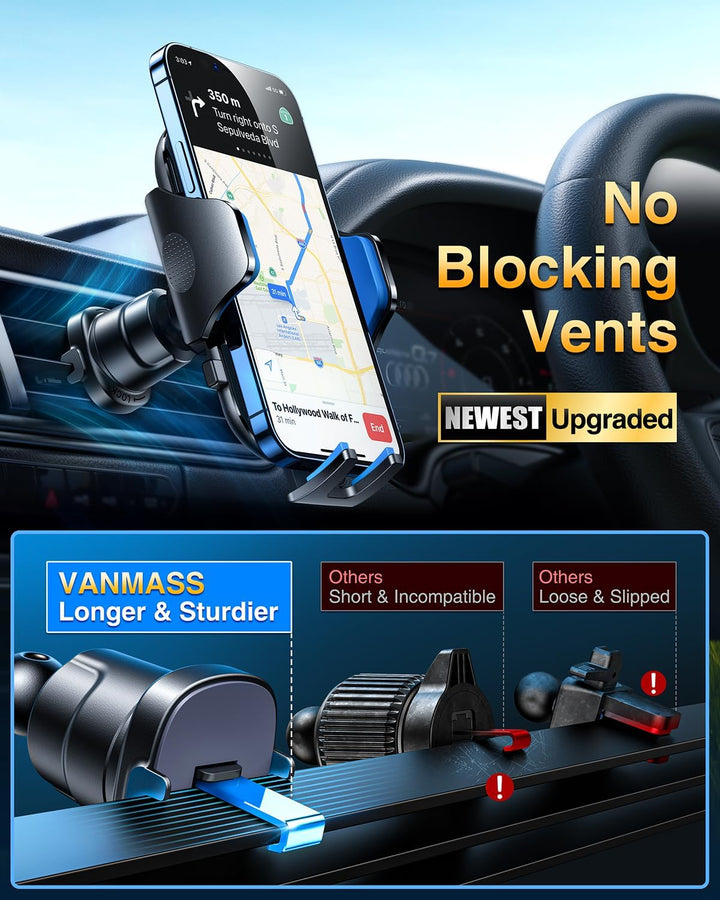 VANMASS Handyhalterung Auto 2024 Upgrade Saugnapf & Lüftungshaken 3 in 1 Handy Halterung Auto Militä