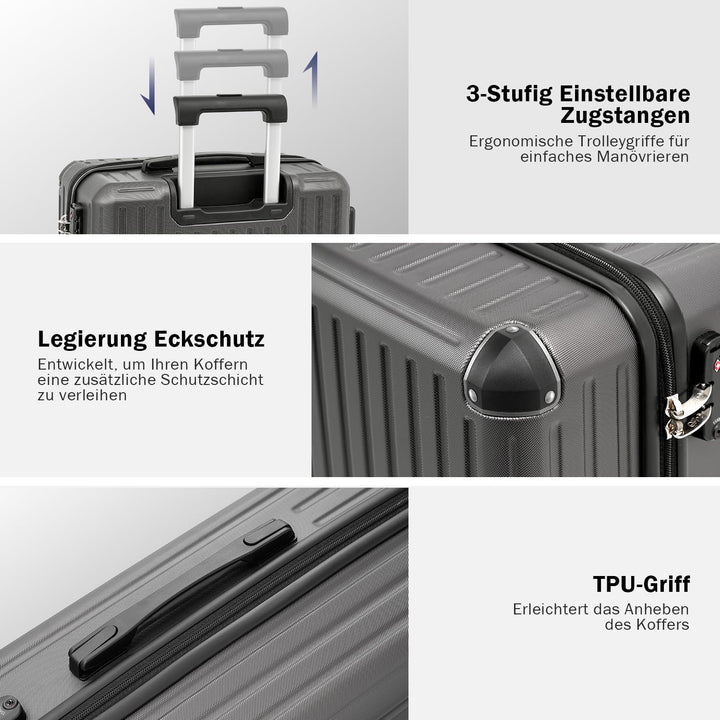 COOLIFE Koffer Trolley-Koffer Hartschalen-Koffer Rollkoffer Reisekoffervon ABS-Material mit TSA-Schl