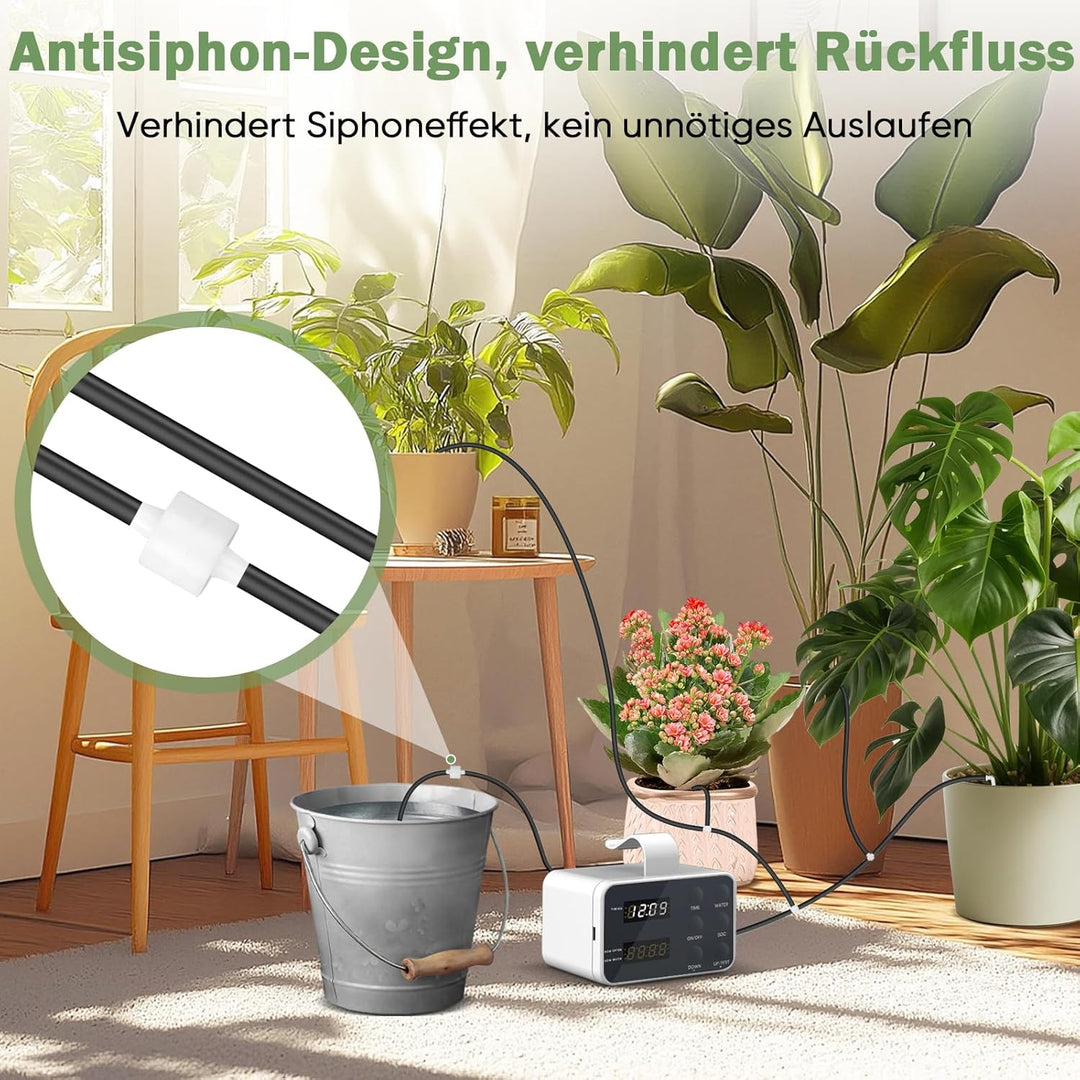 Automatische Bewässerung Indoor, Wiederaufladbares Bewässerungssystem für 15 Pflanzen, Programmierba