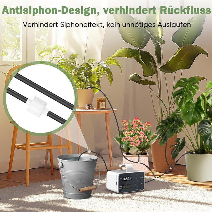 Automatische Bewässerung Indoor, Wiederaufladbares Bewässerungssystem für 15 Pflanzen, Programmierba