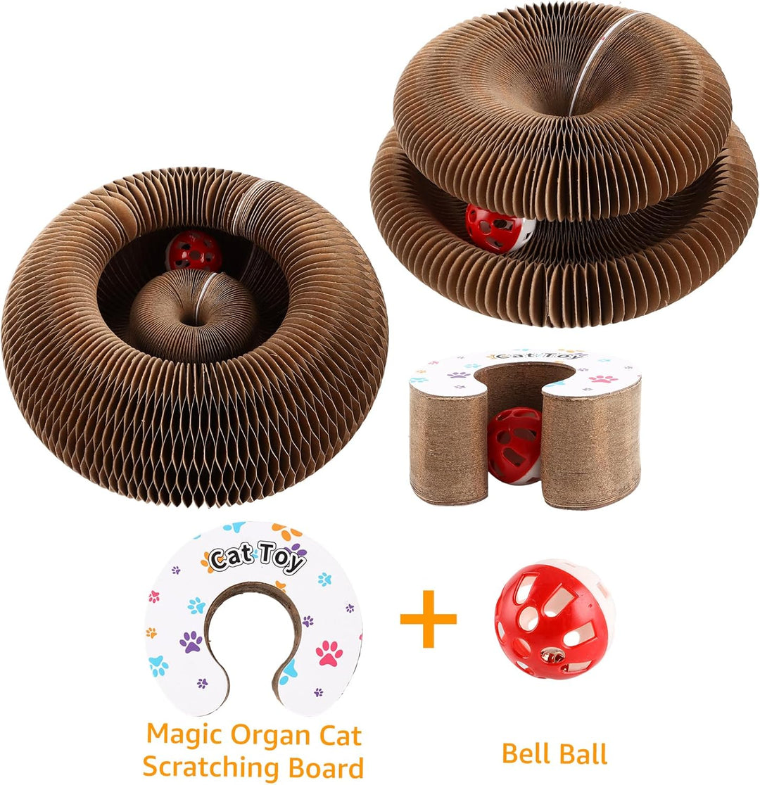 2 Stück Katzenkratzbrett, Magic Organ Cat Scratching Board, 2-in-1 Cat Kratzbrett mit Glöckchen, Int