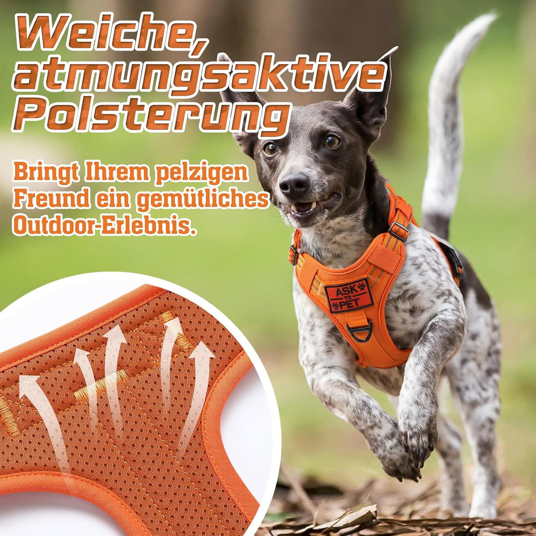 rabbitgoo Hundegeschirr Grosse Hunde, Anti Zug Geschirr Hund Verstellbar mit Griffe Verbreitert, Rob