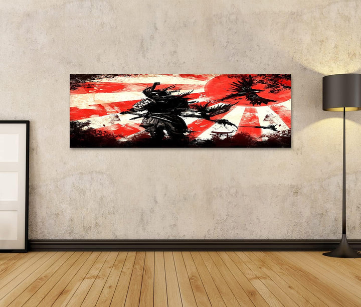 islandburner Bild auf Leinwand Samurai Kämpfer Krieger Vor Dem Hintergrund Eines Hellen Sonnenunte B