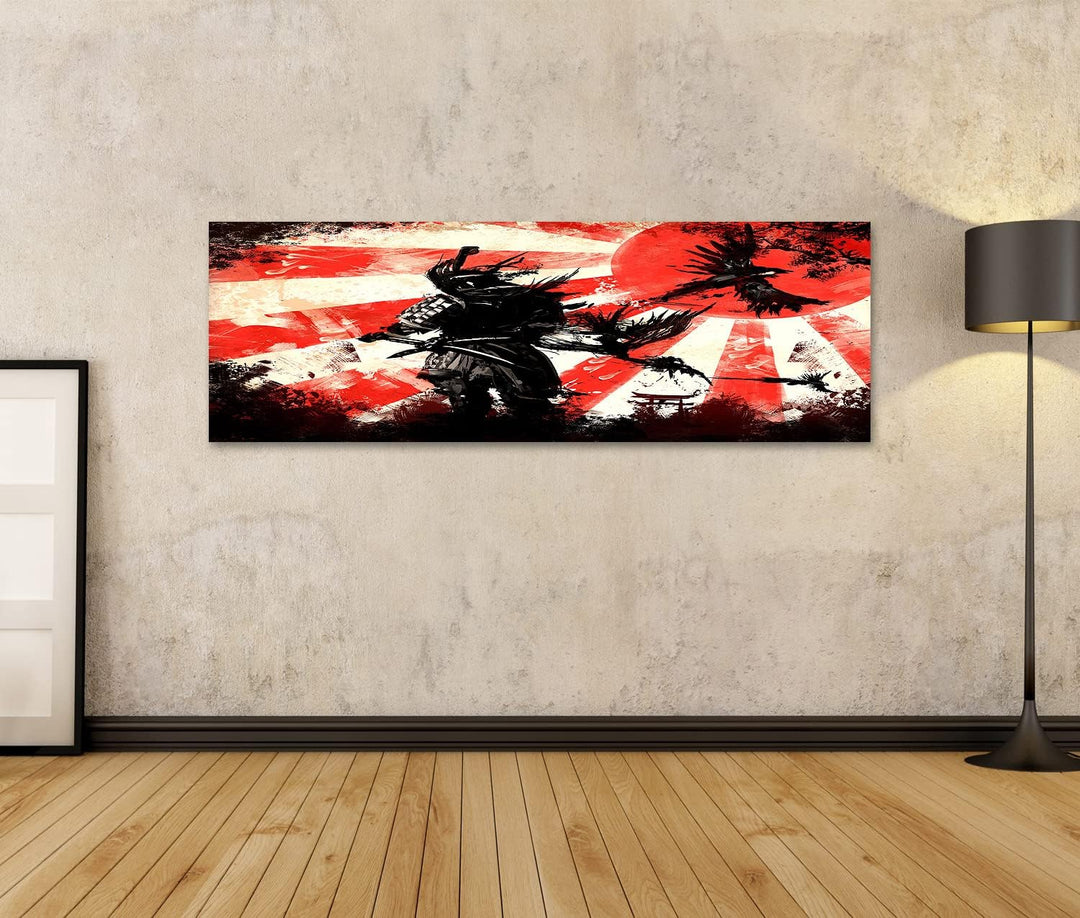 islandburner Bild auf Leinwand Samurai Kämpfer Krieger Vor Dem Hintergrund Eines Hellen Sonnenunte B