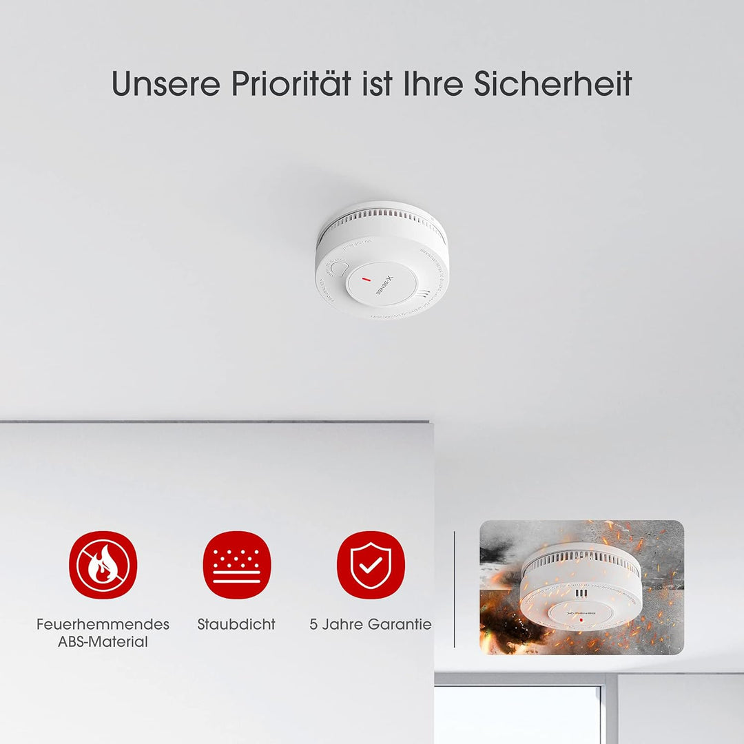 X-Sense Verbesserter Rauchmelder 10 Jahre Batterie, Feuermelder mit fotoelektrischem Sensor, TÜV und