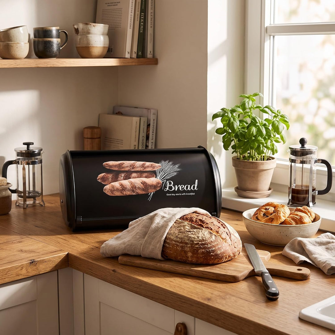 Brotkasten, Edelstahl Brothalter Brotkastenhalter mit grosser Kapazität Brotbox Aufbewahrungsbox für